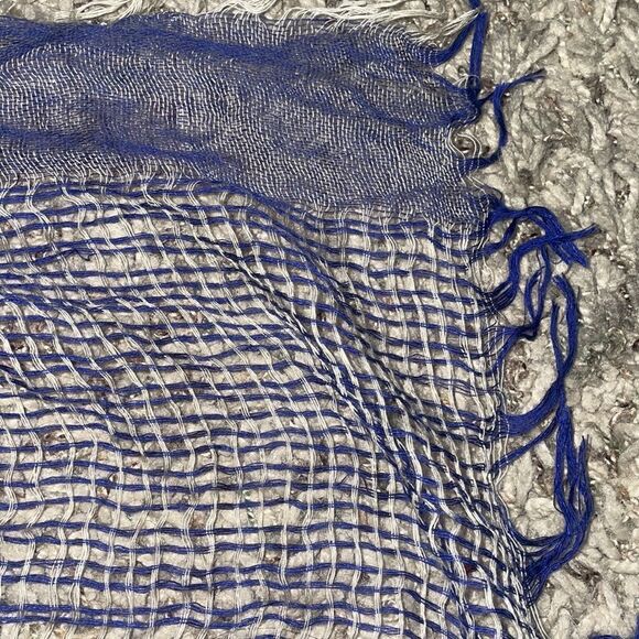 J Crew Beachy Wrap Scarf Blue & Beige - Picture 9 of 10